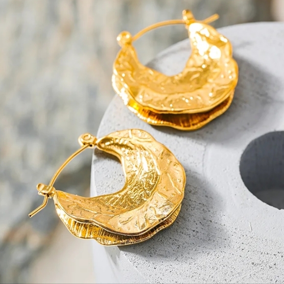 Gold Foil Hoop Earrings - Picture 1 of 12